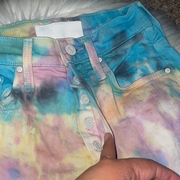 Mother The Tripper Tie Dye High Rise Kick Flare Jeans in Swirling Secrets - Picture 8 of 13